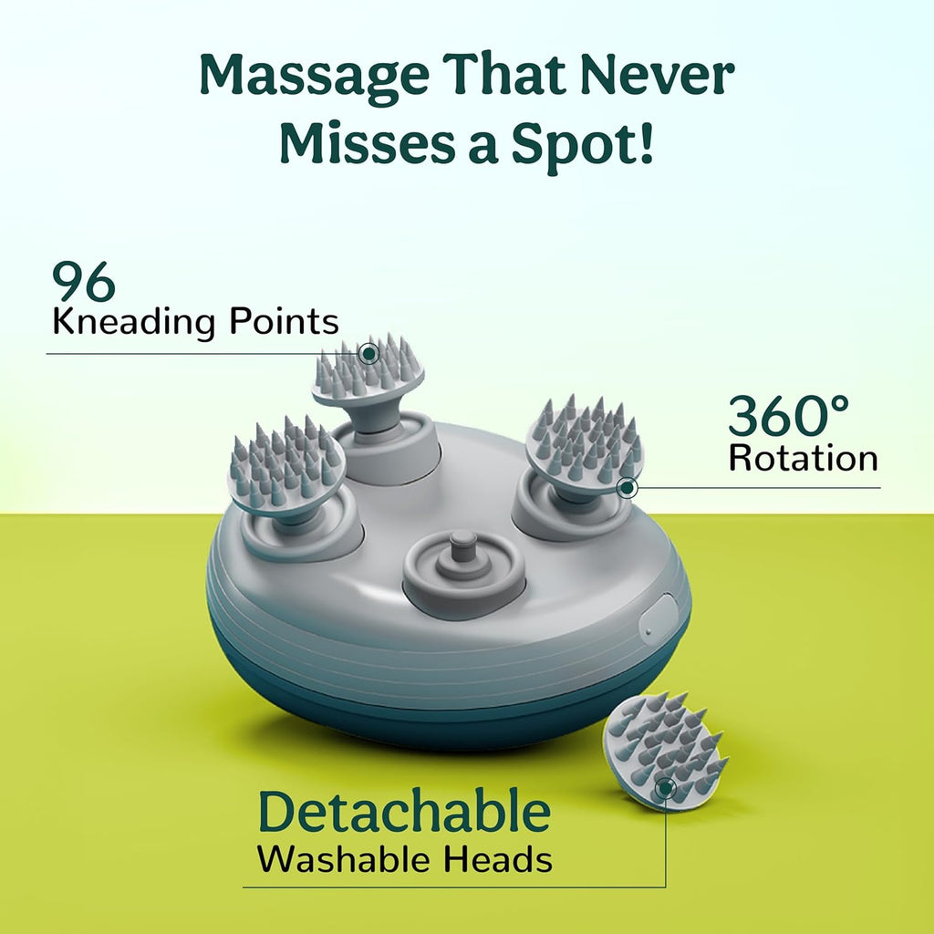 Caresmith Revive Scalp Massager | 96 Silicon Kneading Points with Detachable Heads | Scalp, Body & Head Massager for Hair Growth (Green)